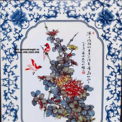 tranh sứ, tranh sứ hoạ tiết tứ quý, tranh sứ trung quốc